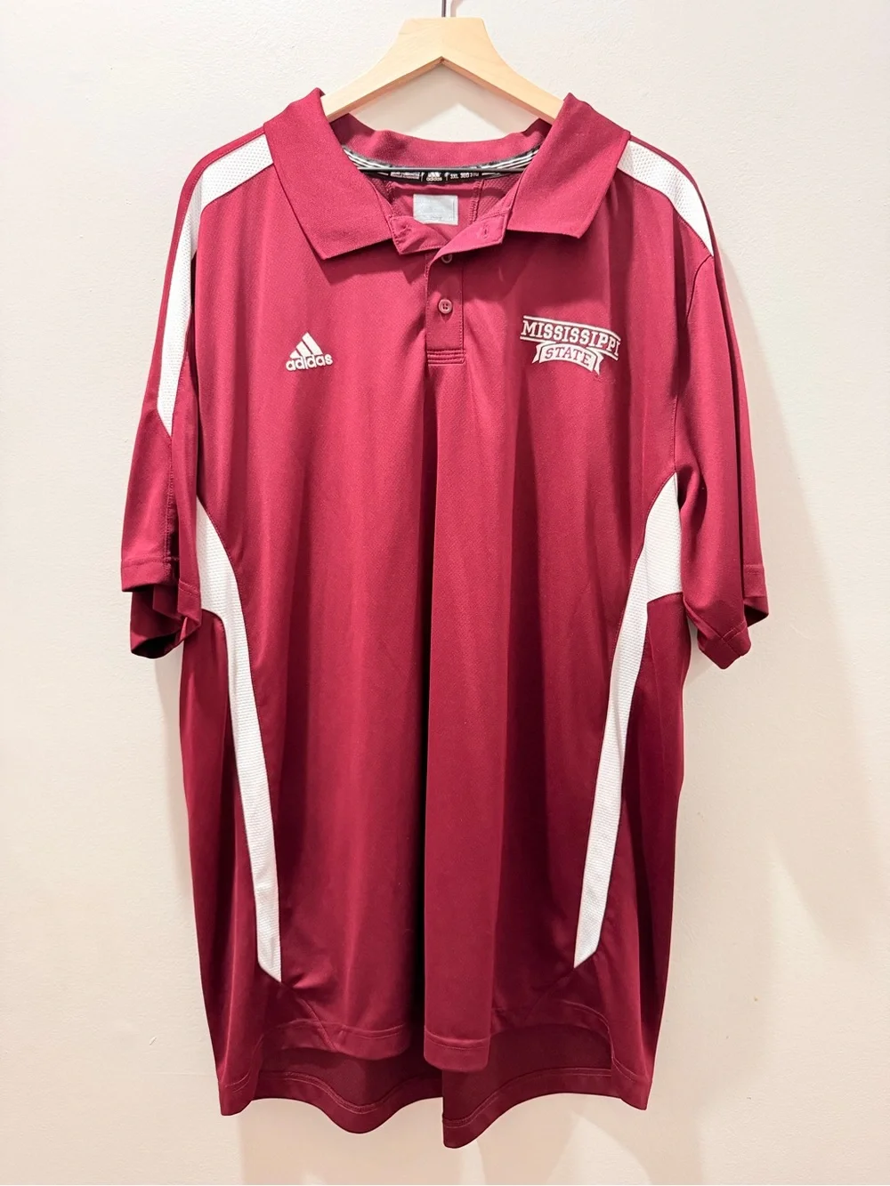Adidas Mississippi State Bulldogs Polo Shirt Men’s 3XL Maroon White NCAA